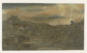 Valley with a River and a Town with Four Towers by Hercules Segers