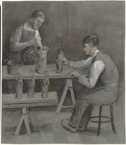 Two Workers Making Figurines by Herman Heijenbrock