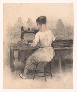 Woman at Sewing Machine by Herman Heijenbrock