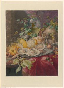Vanitas Still Life with Oysters and Skull