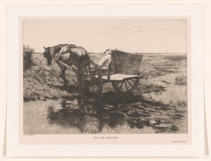 Horse Cart on the Heath (On the Heath) by Herman Johannes van der Weele
