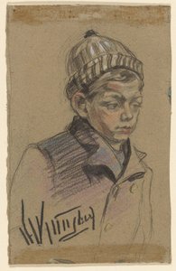 Boy with Coat and Hat by Herman Kruyder (signed by artist)