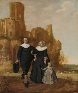 Portrait of a Couple with their Child in a Landscape by Herman Meynderts Doncker