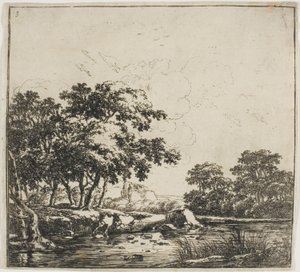 The River in the Forest, Plate Three from Set of Landscapes by Herman Naijwincx