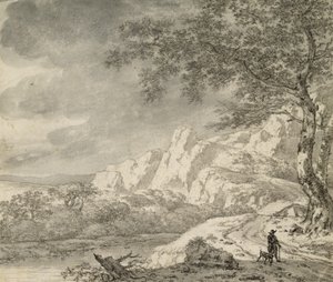 Mountainous Landscape with a Hiker