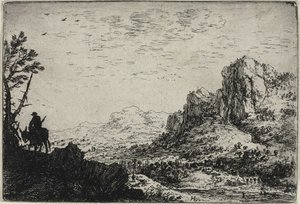 A Traveller Riding a Mule, from Six Landscapes
