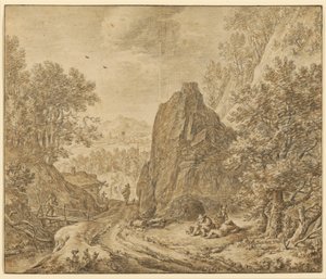 Mountain Landscape with Figures by Herman Saftleven the Younger