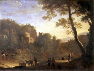 Landscape with figures by Herman van Swanevelt
