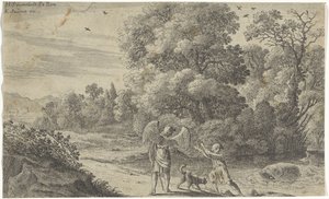 Tobias Frightened by the Fish, Old Testament Scenes (series title) by Herman van Swanevelt