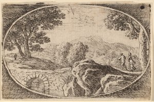 Two Figures near a Small Stone Bridge by Herman van Swanevelt