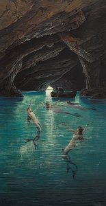 A Fisherman and Mermaids in the Blue Grotto on Capri