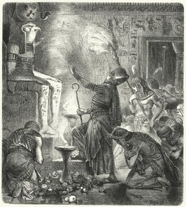 A young Egyptian pharaoh in a temple by Hermann Vogel
