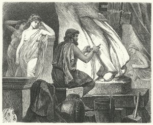 The studio of the Athenian sculptor Praxiteles by Hermann Vogel