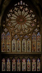 The rose window and lancets with Prophets, Patriarchs and Apostles by Hermann von Münster Hermann von Münster