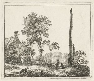 Landscape with High Pole Six Landscapes (series title) by Hermanus Fock