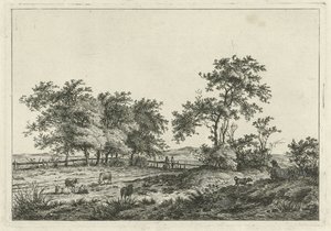 Landscape with Draftsman and Dog by Hermanus Fock
