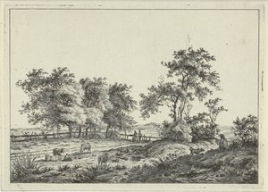 Landscape with Draughtsman and Dog by Hermanus Fock
