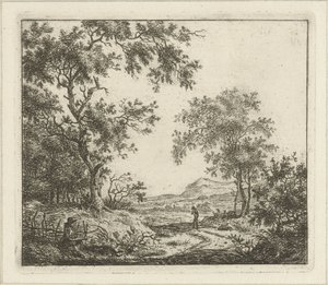 Landscape with Draftsman and Walker (series title: Six Landscapes) by Hermanus Fock