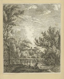 Landscape with Woman by the Waterside by Hermanus Fock