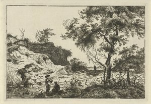 Landscape with Woman with Hat by Hermanus Fock