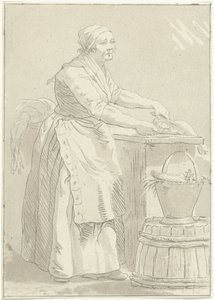 Woman Cleaning Fish (Fishwife) by Hermanus Fock