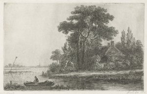 River Landscape with Beacon by Hermanus Jan Hendrik van Rijkelijkhuysen