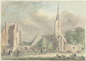 Church and Ruins of the Abbey at Rijnsburg by Hermanus Petrus Schouten