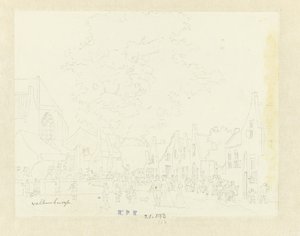 Market in the Village of Valkenburg by Hermanus Petrus Schouten