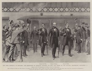 The Boer Generals in Holland, the Reception of Generals Delarey, De Wet, and Botha at the Station, Amsterdam by Hermanus Willem Koekkoek