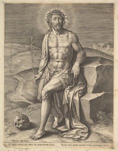 Christ Sitting on the Cold Stone, before ca. 1586 by Hieronymous Wierix