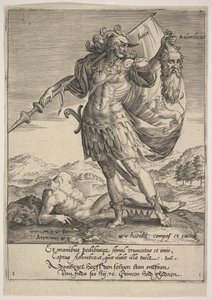 Judah with the Head of Adonibezek, from Willem van Haecht, Tyrannorum proemia, 1578 by Hieronymous Wierix