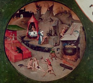 Tabletop of the Seven Deadly Sins and the Four Last Things, detail of Hell, c.1480