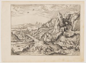 Abraham and Isaac on the Way to Sacrifice, from Landscapes with Biblical and Mythological Scenes by Hieronymus Cock