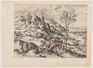 Daphne Persecuted by Apollo, from Landscapes with Biblical and Mythological Scenes by Hieronymus Cock