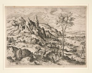 Daphne Persecuted by Apollo, from Landscapes with Biblical and Mythological Scenes by Hieronymus Cock
