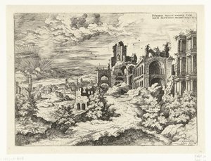 View of the Palatine Hill at Sunrise by Hieronymus Cock
