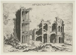 View of the Septizonium and the Colosseum in Rome