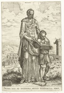 Grammar (Liberal Arts and Minerva, Apollo and Industria) by Hieronymus Cock