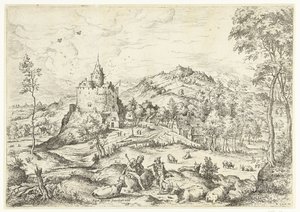 Mercury and Argus (series title: Landscapes with biblical and mythological scenes) by Hieronymus Cock