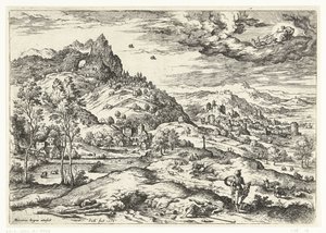 Mercury with the head of Argus (series title: Landscapes with biblical and mythological scenes) by Hieronymus Cock
