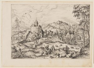 Mercury Lulling to Sleep Argus, from Landscapes with Biblical and Mythological Scenes by Hieronymus Cock