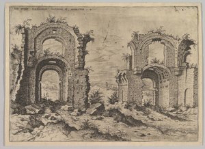 Second View of the Baths of Diocletian, from set of Roman Ruins by Hieronymus Cock