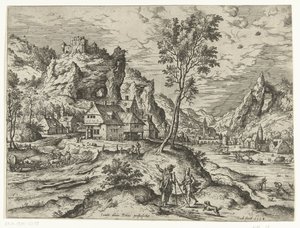 Tobias and the angel (Landscapes with biblical and mythological scenes) by Hieronymus Cock