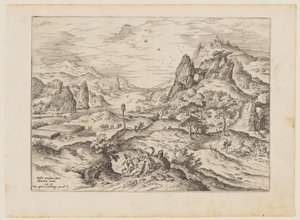 Venus and Adonis, from Landscapes with Biblical and Mythological Scenes by Hieronymus Cock