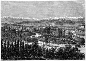 The Pyrenees Seen from the Terrace of the Castle at Pau, France by Hildibrand
