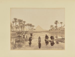 Women, Fellahs Drawing Water Near the Pyramids, Cairo by Hippolyte Arnoux