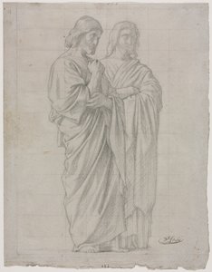 Two Standing Figures (Study for the Left Section of The Mission of the Apostles) by Hippolyte Jean Flandrin