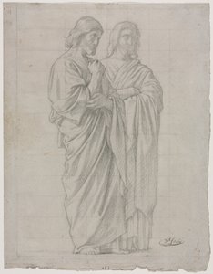 Two Standing Figures Study for the Left Section of The Mission of the Apostles by Hippolyte Jean Flandrin