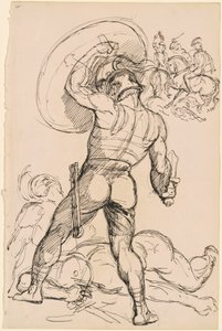 An Ancient Roman Warrior in Battle by Hippolyte Lalaisse
