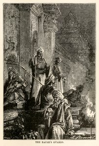 The Rajahs guards, from Around the World in Eighty Days by Jules Verne by Hippolyte Leon after Benett